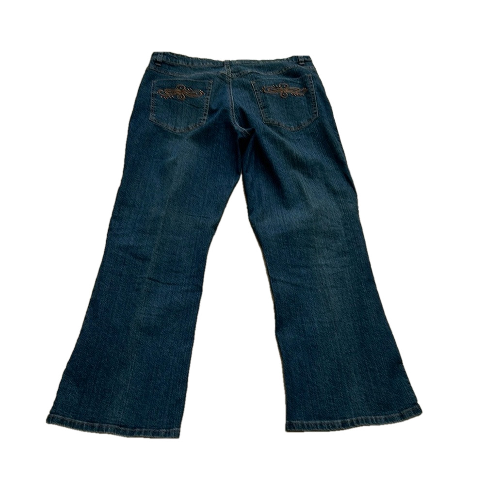 Cos Women’s Denim Y2K Boho Hippie Studded Embroidered Bootcut Blue Jeans Sz 12P - Picture 12 of 16